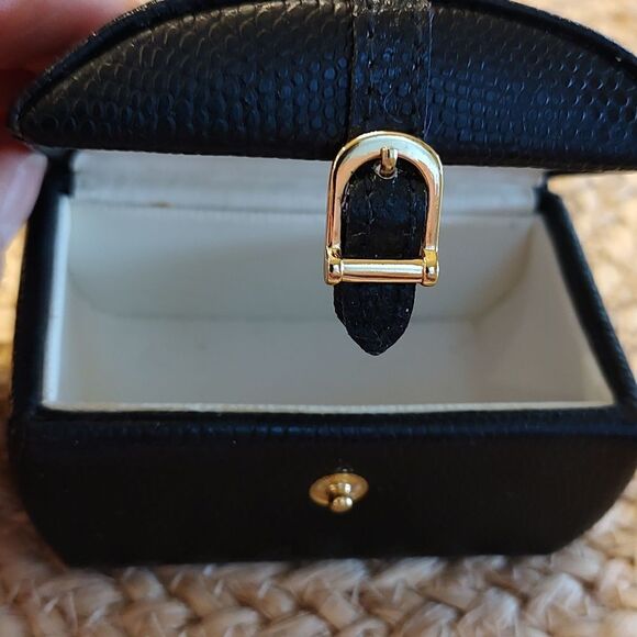 Wolf Designs Black Pebbled Leather Mini Travel Jewelry Box Case - Picture 6 of 8